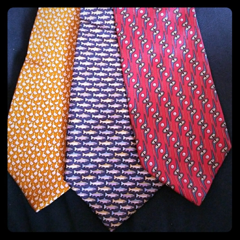 Gucci,  ferragamo, vineyard vines silk ties